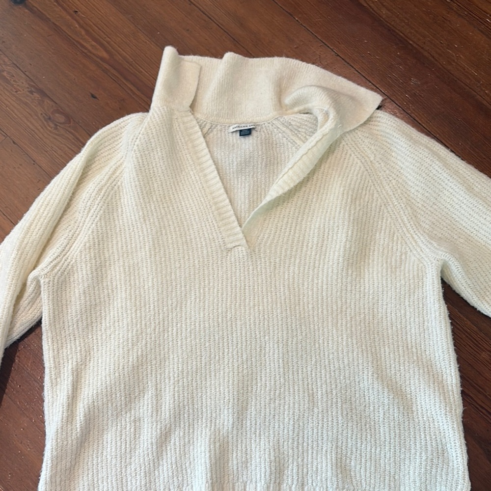 American Eagle Outfitters Cream V-Neck Sweater